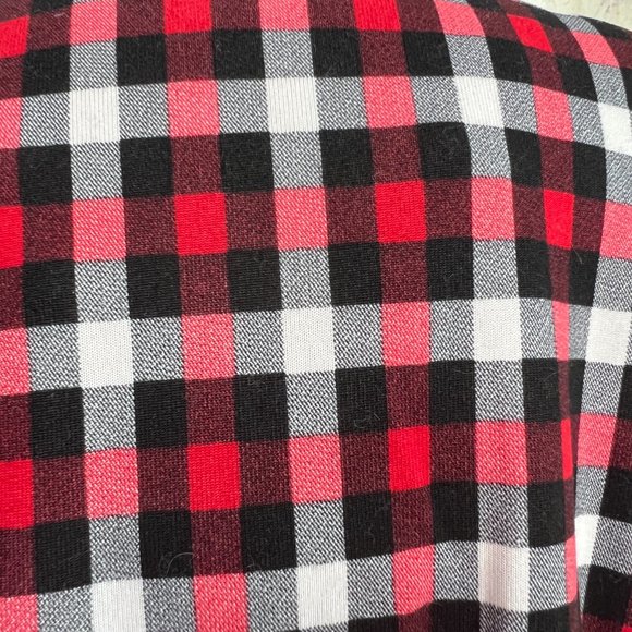📌Eden & Olivia Red -Black -White Plaid Soft Button Down Shirt w/ Roll Up Sleeve - Picture 10 of 15